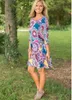 National wind dresses for womens floral printing casual women clothes african party dress seven-sleeve pocket plus size summer dresses