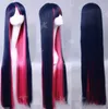 100 cm cosplay Black Red Long Straight Dames Wigs Hair