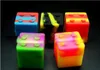 9ml mini Cube shape assorted color silicone container for Dabs Round Shape Silicone Containers wax Silicone Jars Dab containers