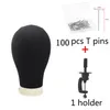 Canvas Black Head Cork Pruik Display Stand Stof Overdekt Training Mannequin Head Making Cap Hair Extensions Style Mode