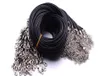 Corde de cordon en cuir noir 1.5mm pour bricolage pendentif collier cadeau avec fermoir mousqueton chaîne à maillons bijoux à breloques 100 pièces/lot en gros4288002