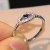 Storlek 56789 Cool Punk Fashion Jewelry Real 100 925 Sterling Silver Blue Sapphire Cz Diamond Fish Eyes Women Women Wedding Band5751741