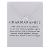 Colgante del ángel de la guarda con tarjeta de deseos para las mujeres Alas de ángel Collar con dijes de cadena de 18 pulgadas