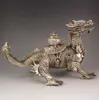 Statue de Dragon de bon augure faite à la main en bronze argenté chinois