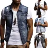 Gilet di jeans da uomo strappato estivo Canotta da uomo Gilet di jeans lavato Giacca senza maniche da cowboy hip-hop da uomo