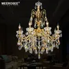 Luxurious Crystal Chandelier Large Elegant Gold Silver Color Crystal Suspension Light Fixture for Hotel Restaurant Foyer Home