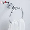 Leyden Hot Luxury Crystal Handdukshållare Silver / Guldhandduk Ring Rund Väggmonterad Handduk Rack Bar Hållare Badrum Tillbehör