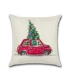 45 * 45cm Linen Merry Christmas Cushion Cover Xmas Square Throw Pillow Case för hem soffa bil dekorativa kuddehölje