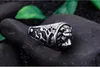 Punk rock anel de aço inoxidável 316 l cabeça de leão anéis de dedo dos homens antigos rodada moda homens de prata anéis de motociclista venda quente