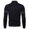 Kurtka Mężczyźni PU Sleeve Baseball Kurtki Skórzane Płaszcze Slim Fit College Luksusowe Stojak Kołnierz Skórzane Kurtki Casaako Masculino J180759