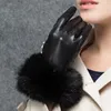 YY8882 Winter Fur Genuine Leather Gloves Women Feminino Real Sheepskin Finger Black/Brown Motorcycl Mittens Guantes Mujer