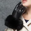 YY8882 Vinterpäls Äkta läderhandskar Kvinnor Feminino Real Sheepskin Finger Black / Brown Motorcycl Mittens Guantes Mujer