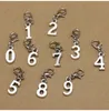 100PCS / Lot Zinc Alloy 0-9 Arabiska Number Keychain Metal Figur Hummer Clasp Differ Key Chain DIY Key Ring