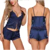 Woman'sSatin Lace Pijamas Babydoll Lingerie Pijamas Shorts Pijamas Sexy Lace Satin Lingerie Suave Silk-como pijama Nightwear Set.