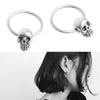 Vente entière1 paire de boucles d'oreilles rondes en forme de tête de mort en acier inoxydable 0.39x0.28 "m15