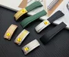 Bracelet de montre en caoutchouc de silicone vert noir de qualité 20mm pour bracelet de rôle GMT OYSTERFLEX Bracelet logo sur