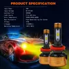 Pampsee 2szt Car Tricolor 3Color LED Reflektor Z5 H1 H4 H7 H11 100 W 5800LM Flip Chips 3000K 4300K ​​6000K Switchback LED Cums