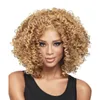 Kinky lockiga peruker för svarta kvinnor blond syntetisk hårfärg T2730 afro lockigt hår peruker korta kinky lockiga fulla wigs3625541