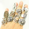 20 Pieces Mix Women Vintage Ring Whole Antique Silver Plated Boho Gothic Leaf Flower Statement Rings Men Jewelry6790141