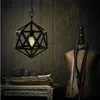 Restauratie Hanglampen Hardware Vintage Loft Lights Diamond Steel Polyhedron Lamp Bar Woonkamer E27 Gloeilamp