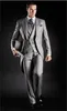 Manteau du matin de haute qualité gris clair marié Tuxedos Peak revers garçons d'honneur hommes mariage (veste + pantalon + gilet + cravate + foulard)