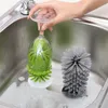 Verres à vin Brosse à bouteille avec base à ventouse pour évier Brosses de nettoyage en plastique Multi Fonction Durable Lavage Verrerie Vert Gris 7yy BB