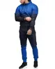 Tute da uomo con gradiente di design Felpe con cappuccio pieghettate verde blu Pantaloni da jogging attivi allentati elastici Uomo 2 pezzi Spedizione gratuita DRO1