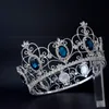 큰 풀 라운드 크라운 종류 또는 퀸 남자 여자 오스트리아 모조 다이아몬드 크리스탈 블루 지르콘 색상 및 믹싱 레드 스톤 헤어 보석 Ti251p