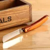 Couteau de rasage pliant en acier inoxydable à bord droit de bonne qualité, outils d'épilation, manche en bois