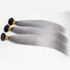 Bundle di capelli umani vergini peruviani Ombre serico dritto 1BGrey Offerte 3 pezzi / lotto Fasci di tessuto per capelli umani Ombre nero e grigio argento2650382