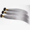 Silky Straight 1BGrey Ombre Péruvienne Vierge Cheveux Humains Bundle Offres 3Pcs Lot Noir et Argent Gris Ombre Cheveux Humains Weave Bundle2650382