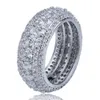 Size 6-12 Whosale HipHop 5 Rows Luxury Cubic Zircons Ring Fashion Gold Silver Males Finger Rings