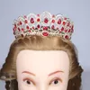ブライダルヘアアクセサリーのための緑の赤いラインストーンの結婚式のヘッドピース人気の熱い花嫁の王冠の結婚式のヘッドピース