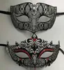 Metal Dili Rhinestone Venedik Masquerade Çift Maske Çifti Top Etkinlik Düğün Partisi Mask Lot Kostüm Erkekler 266H