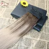 5 Clips One Piece Clip In Human Hair Extensions With Lace Straight Brazilian Virgin Hair Ombre Balayage Color #4 Fading To #18