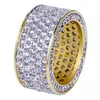 Joyería de Hip Hop Anillo de oro para hombre Anillos helados Micro Pave Cubic Zircon Promesa Anillos de dedo de diamante Diseñador de lujo Marca Personali255f