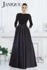 2019 Janique Black Long Sleeves الرسمية الرسمية A-Line Jewel Lace Admed Of The Bride Dresses Made Women Evening Wear332f