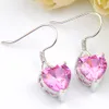 luckyshine e0281 heart shaped pink kunzite jewelry earring 925 silver valentines gift jewelry hook earrings 10 pair 288Z