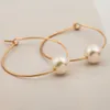 Wholesale- Simple Simulated Pearl Round Circle Hoop Earrings For Women Gold Silver Plated Loop Earring Female Ear Jewelry Accessories