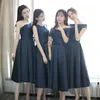 Satin Short Bridesmaid Dresses Navy Blue 2018 Knee Length Wedding Party Dress New Formal Gowns Lace Up