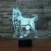 Visual Husky Pet 3D Night Light LED Lampe de table 3D Lihgting 7 Changement de couleur USB Lampe Chambre Dormir Décoration de Noël # R54