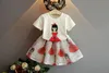 2018 new gilr's printed baby girl outfits children summer clothing set kids cotton T-shirt top+skirts 2pcs suit