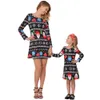 Mommy and Me Family Matching Clothers Mother and Dadymeting Dresses Christmas Deear Printed Dress Family Look Children1305584