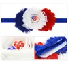 Neonate US Independence Day Fasce per capelli con strass in chiffon con fiore Fascia per capelli Sparkle Bands 4th of July Fascia per capelli Copricapo a righe 8 colori