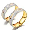 Gold Dull Polish Stainless Steel Ring Diamond Couple Engagement Wedding Rings Men Womens Fashion Jewelry will and sandy