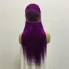 Full Lace Menselijk Haar Pruiken Violet Kleur Zijdeachtige Rechte Braziliaanse Virgin Menselijk Haar 150 Dichtheid Kant Front Pruik met Baby Haar Lijmloos