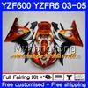 ヤマハYZF600 YZF R6 03 04 05 YZFR6 03 BodyWork 228HM.2 YZF 600 R 6ファクトリーブラックホット2003 2004 2005フェアリックスキット