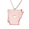 Alabama Arkansas Idaho Mappa Collana pendente in acciaio inox con cuore d'amore USA State AR Geografia mappa mappa collane gioielli per donne e uomini