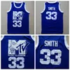 Mens vai smith # 33 jerseys de basquete preto televisão televisão primeiro anual rock n'jock b-ball jam 1991 azul costurado camisas s-xxl