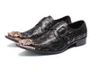 Homens da moda Sapatos de Negócios de Metal Toe Impressão Slip-on Escritório Oxford Sapatos Vestido de Festa Sapatos Tamanho EU38-EU46 Frete grátis